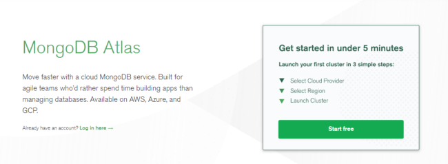 MongoDB Atlas registrazione